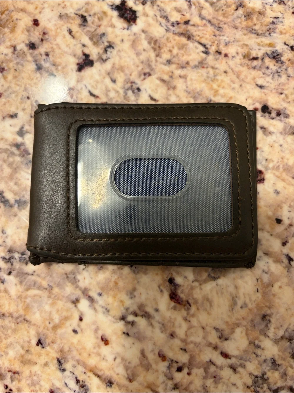 Levi's Brown Money Clip Wallet with Clear ID Window